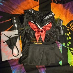 ROMWE Black and Red Sailor Costume Set
